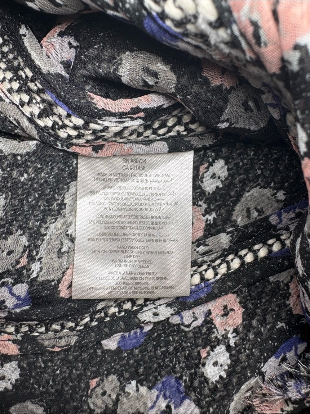 BCBGeneration Tweed Wool Blend Jacket With Floral Trim - Picture 8 of 10